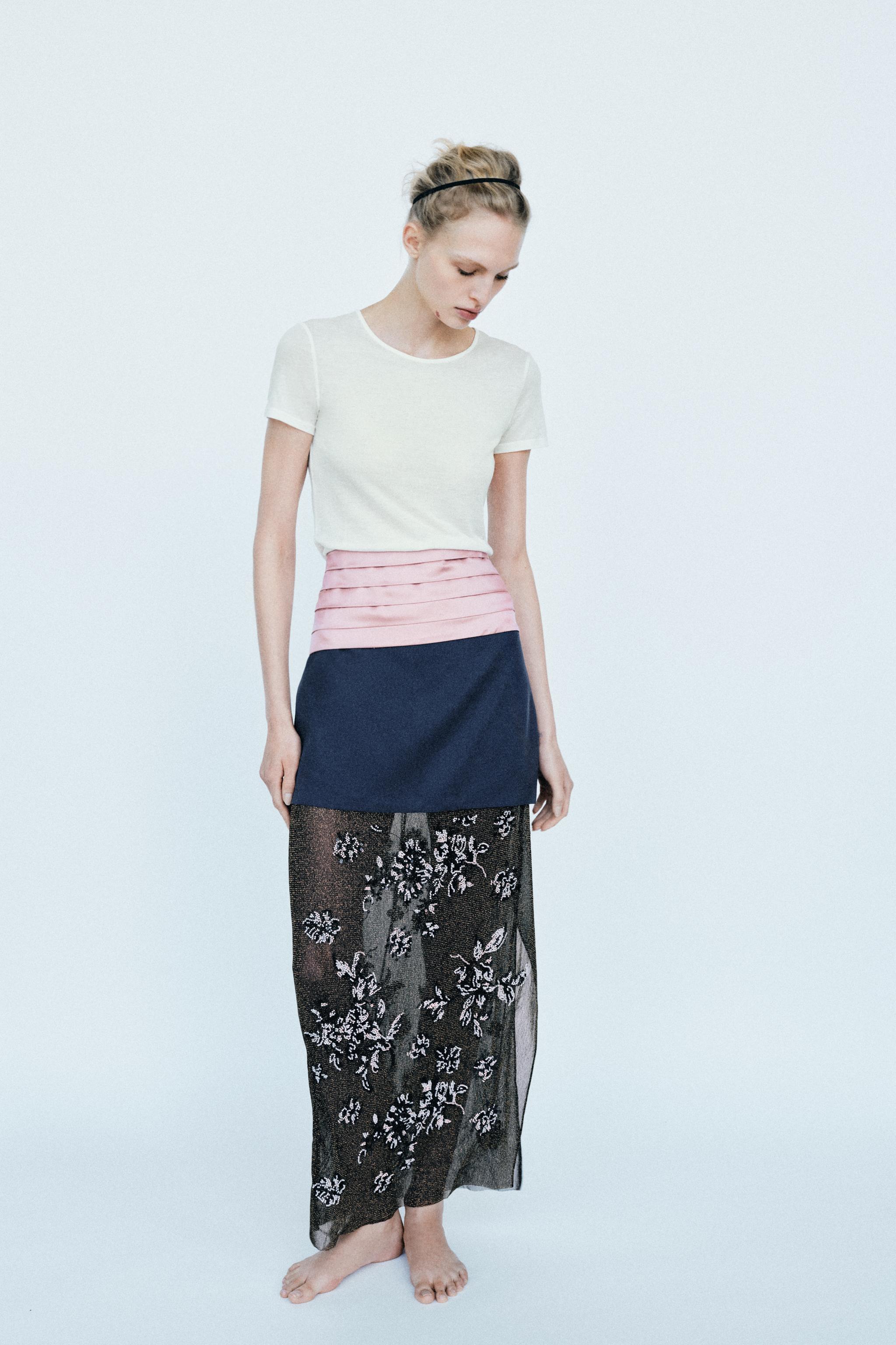 BEADED COMBINATION SKIRT